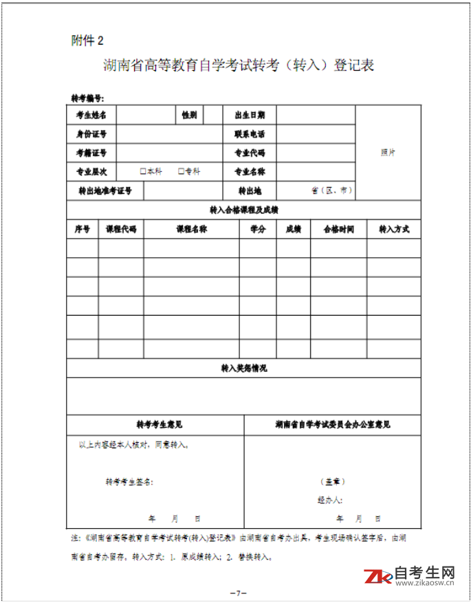 湖南省高等教育自学考试省际转考工作办法(试行)