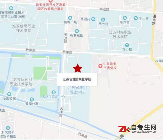 淮安市2020年1月自考考点地图