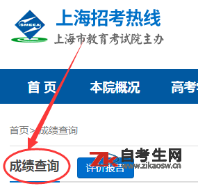 上海自考成绩查询系统：上海市教育考试院