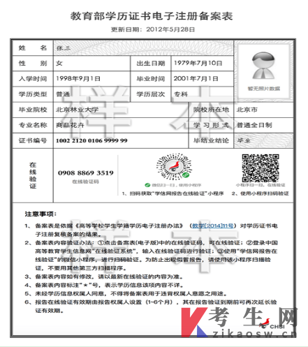 广西大学转发教育部学历证书电子注册备案表（样本）