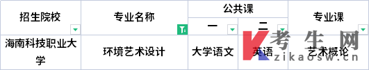 海南专升本2022年环境艺术设计专业考试科目
