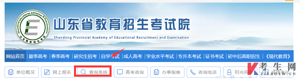登录山东省教育招生考试院官方网站查分