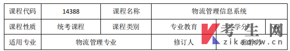 甘肃14388物流管理信息系统自考考试大纲(免费下载)