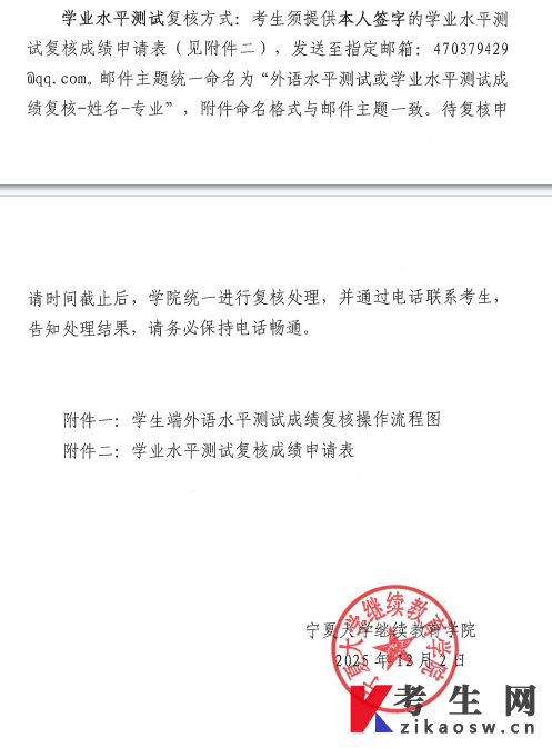 2025年宁夏大学高等学历继续教育学士学位考试成绩及复核事宜的通知