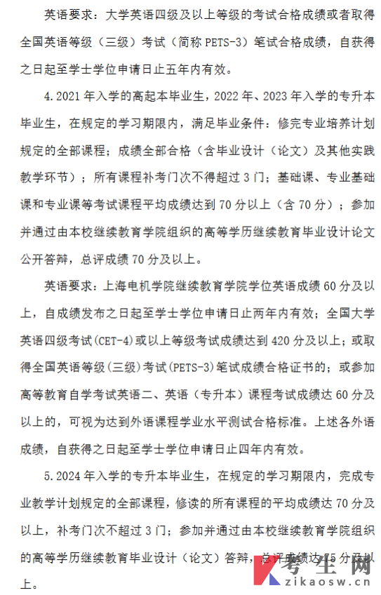 上海电机学院2026年秋季学期高等学历继续教育本科学士学位申请通知