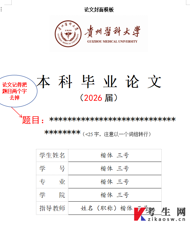 （科研论文模板）贵州医科大学护理学院本科毕业论文模板