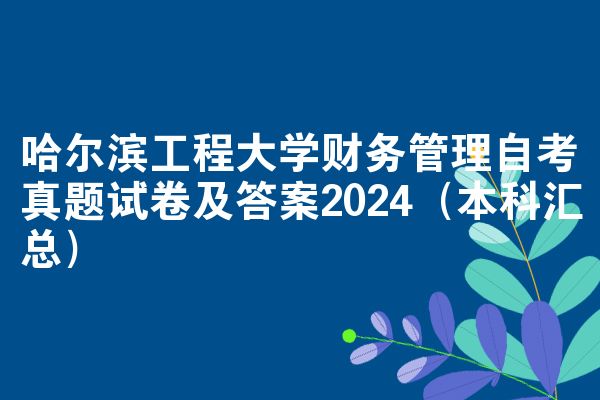 哈尔滨工程大学财务管理自考真题试卷及答案2024（本科汇总）