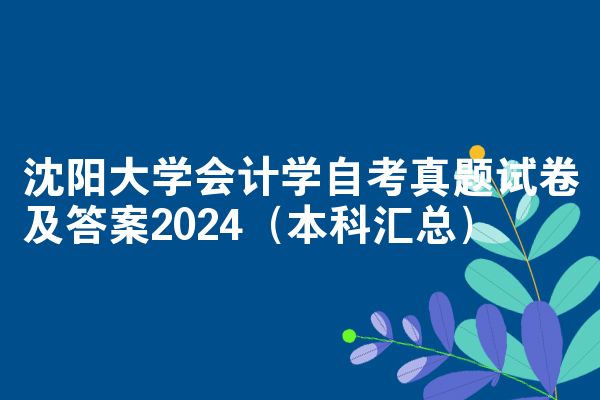 沈阳大学会计学自考真题试卷及答案2024(本科汇总)