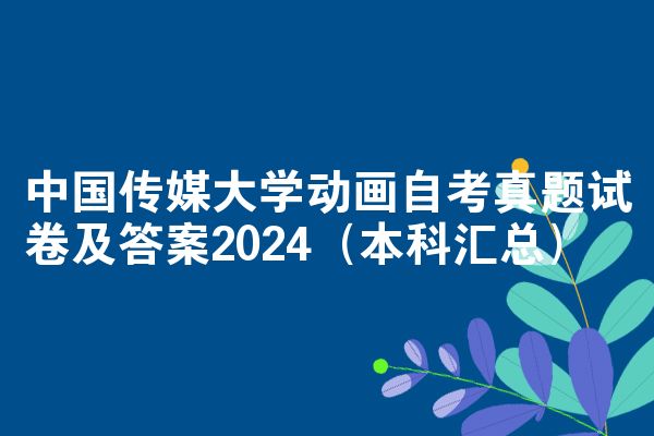 中国传媒大学动画自考真题试卷及答案2024（本科汇总）