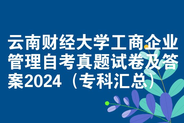 云南财经大学工商企业管理自考真题试卷及答案2024(专科汇总)