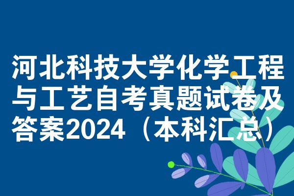 河北科技大学化学工程与工艺自考真题试卷及答案2024(本科汇总)