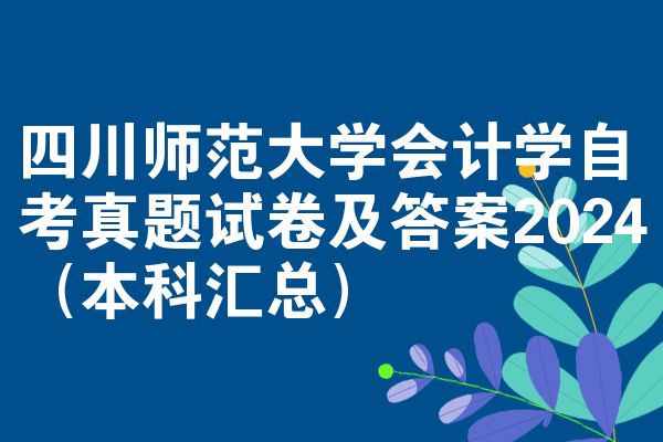 四川师范大学会计学自考真题试卷及答案2024(本科汇总)