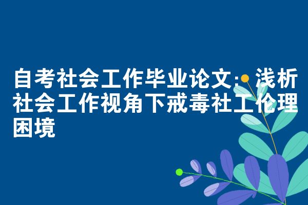 自考社会工作毕业论文:浅析社会工作视角下戒毒社工伦理困境