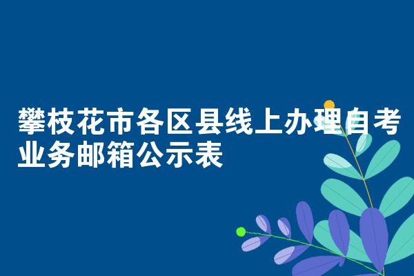 攀枝花各区县线上办理自学考试业务邮箱公示表