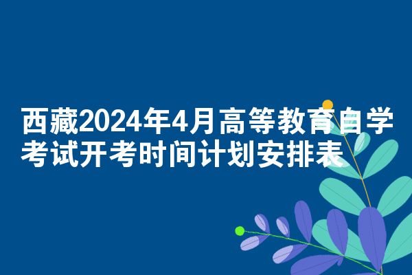 西藏2024年4月高等教育自学考试开考时间计划安排表