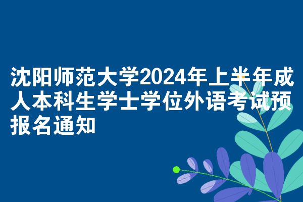 沈阳师范大学2024年上半年成人本科生学士学位外语考试预报名通知