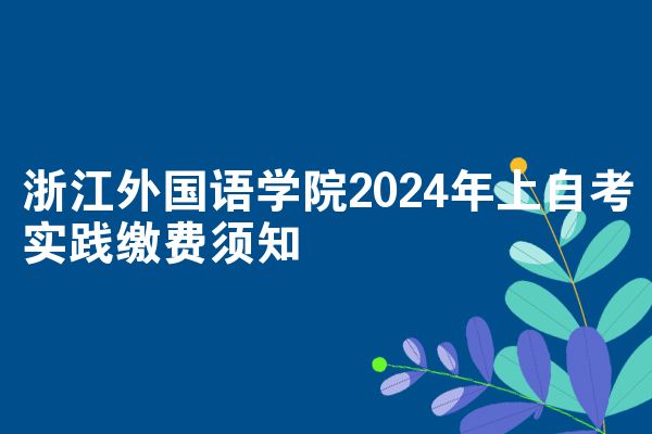 浙江外国语学院2024年上自考实践缴费须知