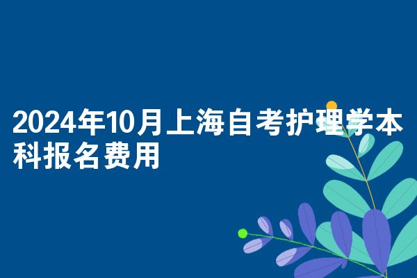 2024年10月上海自考护理学本科报名费用