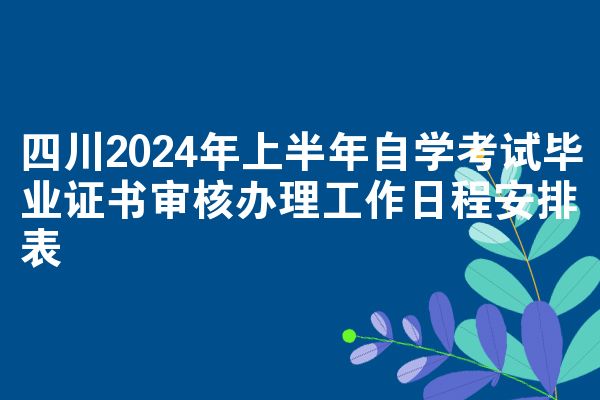 四川2024年上半年自学考试毕业证书审核办理工作日程安排表