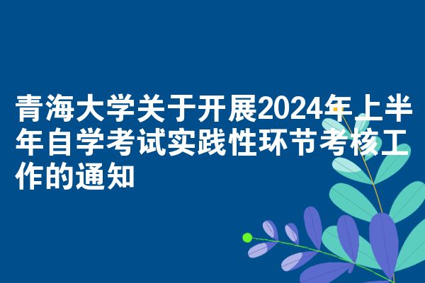 青海大学关于开展2024年上半年自学考试实践性环节考核工作的通知
