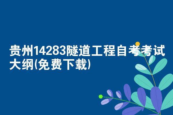 贵州14283隧道工程自考考试大纲(免费下载)