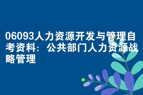 06093人力资源开发与管理自考资料:公共部门人力资源战略管理