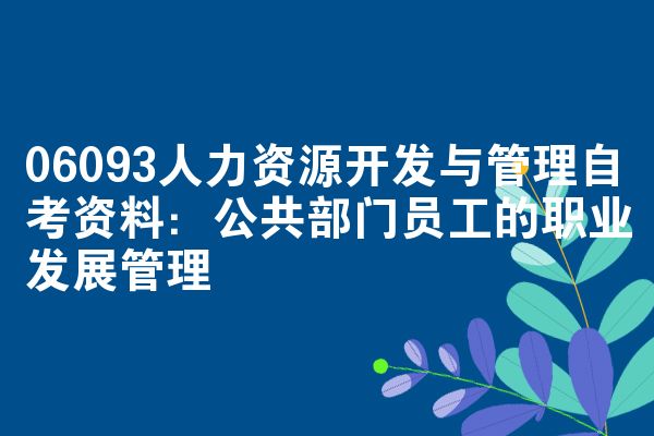 06093人力资源开发与管理自考资料:公共部门员工的职业发展管理