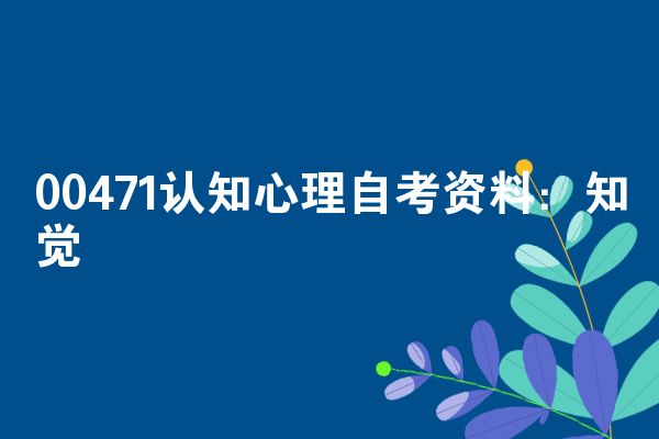 00471认知心理自考资料：知觉