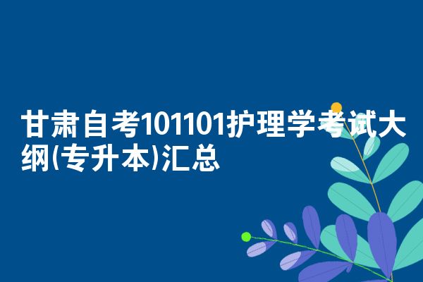 甘肃自考101101护理学考试大纲(专升本)汇总
