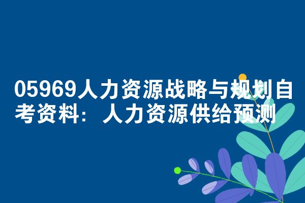 05969人力资源战略与规划自考资料:人力资源供给预测