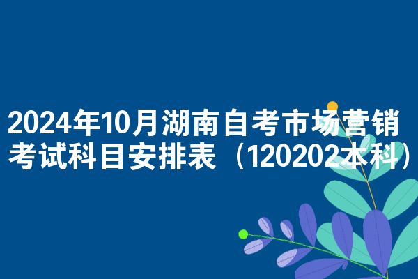 2024年10月湖南自考市场营销考试科目安排表(120202本科)