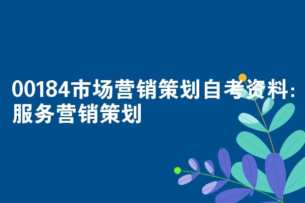 00184市场营销策划自考资料：服务营销策划