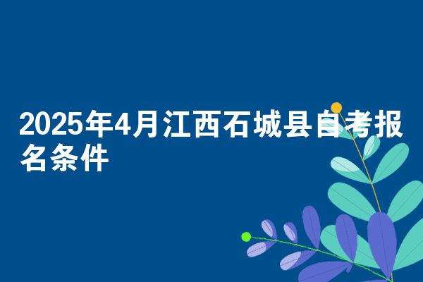 2025年4月江西石城县自考报名条件