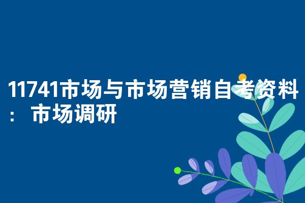 11741市场与市场推广自考学习资料:市场调查