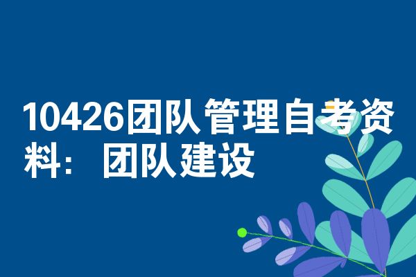 10426团队管理自考资料:团队建设