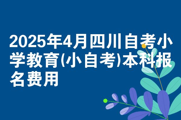 2025年4月四川自考小学教育(小自考)本科报名费用