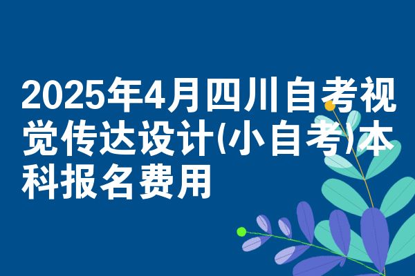 2025年4月四川自学考试视觉传达设计(小自学考试)本科报名成本