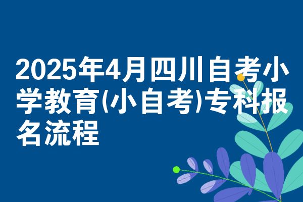2025年4月四川自考小学教育(小自考)专科报名流程