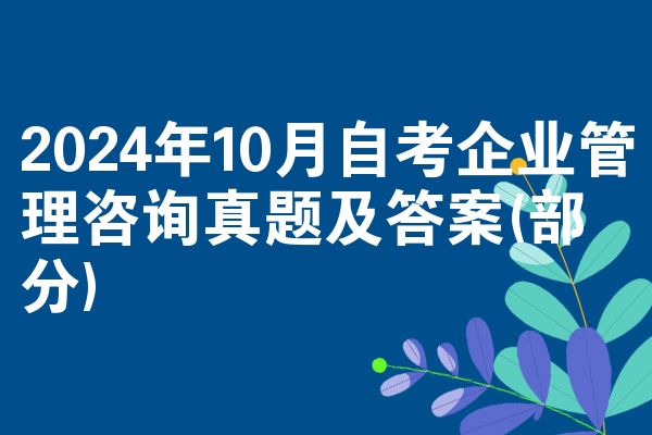 2024年10月自考企业管理咨询真题及答案(部分)