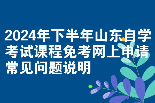 2024年下半年山东自考课程免考网上申请容易见到问题说明