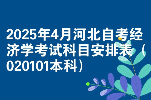 2025年4月河北自考经济学考试科目安排表(020101本科)