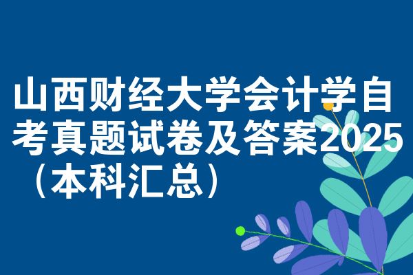 山西财经大学会计学自考真题试卷及答案2025(本科汇总)