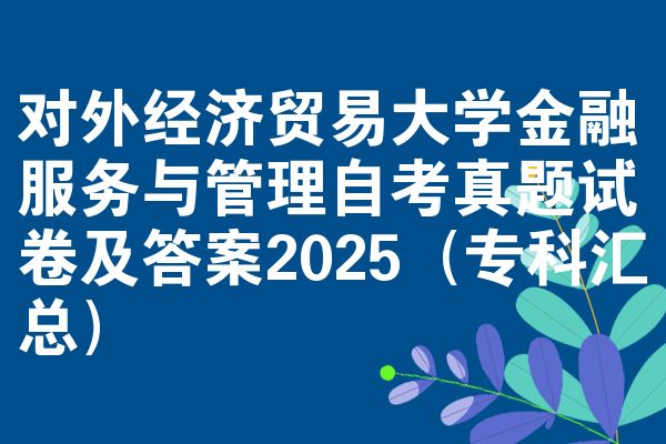 对外经济贸易大学金融服务与管理自考真题试卷及答案2025（专科汇总）