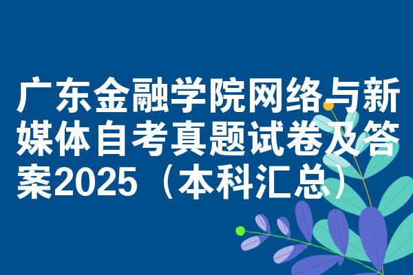 广东金融学院网络与新媒体自考真题试卷及答案2025（本科汇总）