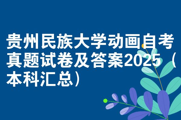 贵州民族大学动画自考真题试卷及答案2025(本科汇总)