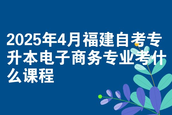 2025年4月福建自考专升本电子商务专业考什么课程