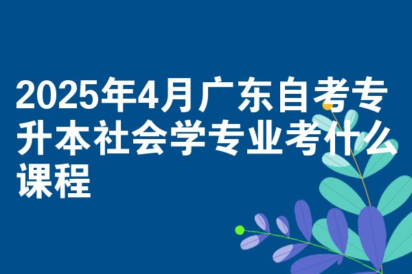 2025年4月广东自考专升本社会学专业考什么课程