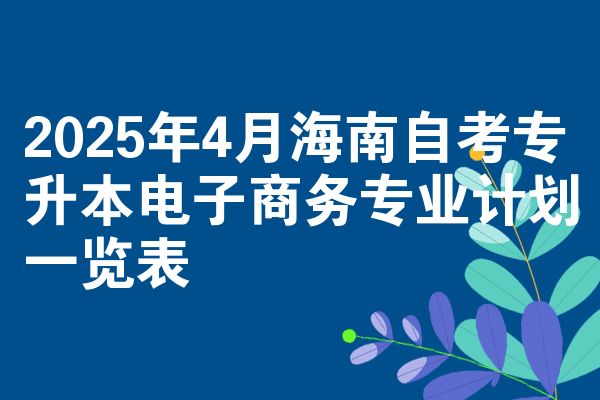 2025年4月海南自考专升本电子商务专业计划一览表