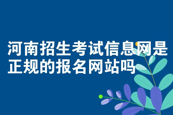河南招生考试信息网是正规的报名网站吗