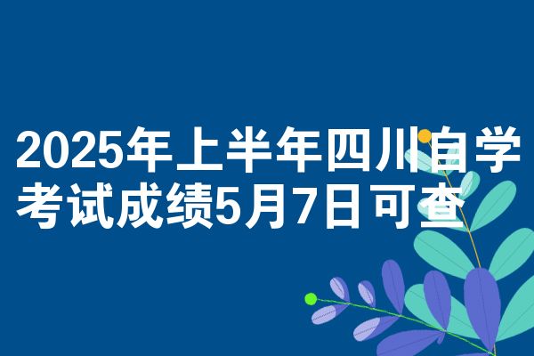 2025年上半年四川自学考试成绩5月7日可查